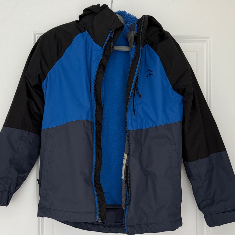 L.L. Bean Kids Blue and Gray Raincoat